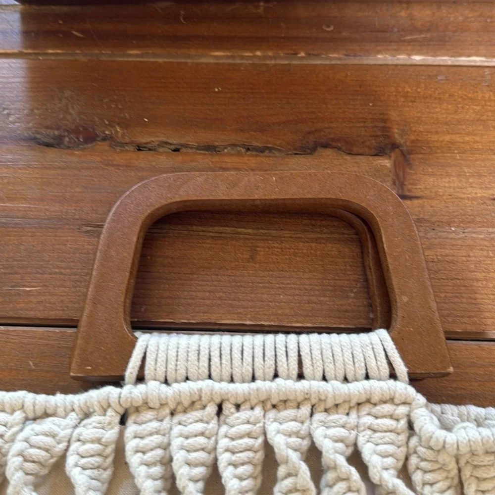Straw Studios Crochet Macrame Handbag - Picture 2 of 7